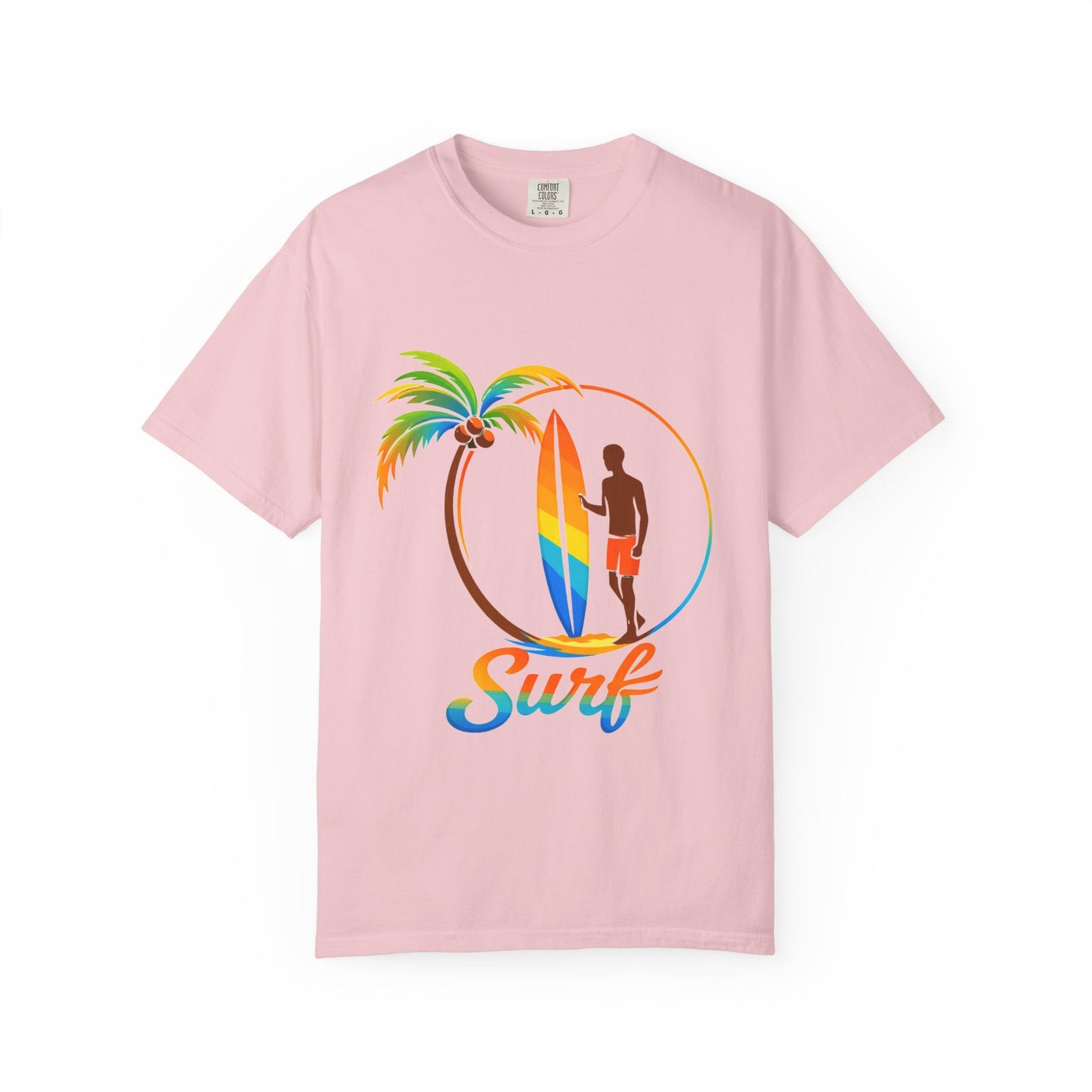 Surf Palm Tree T-Shirt — Colorful Surfer Graphic Tee