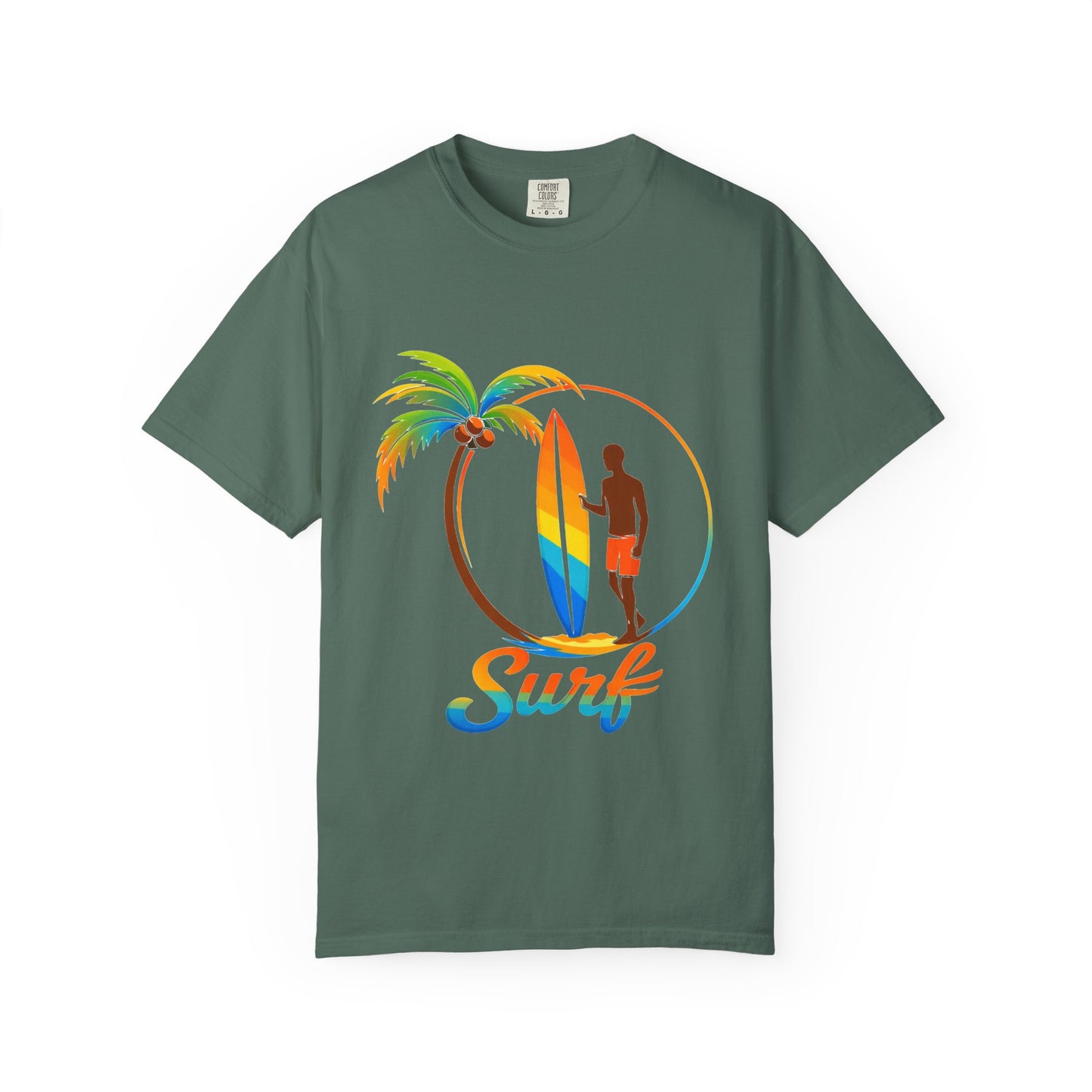Surf Palm Tree T-Shirt — Colorful Surfer Graphic Tee