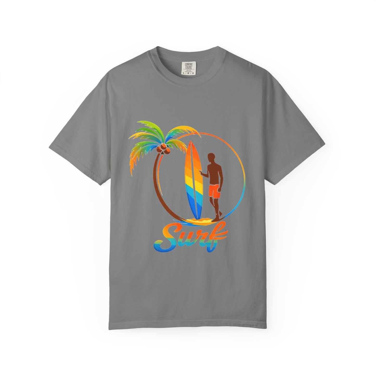 Surf Palm Tree T-Shirt — Colorful Surfer Graphic Tee