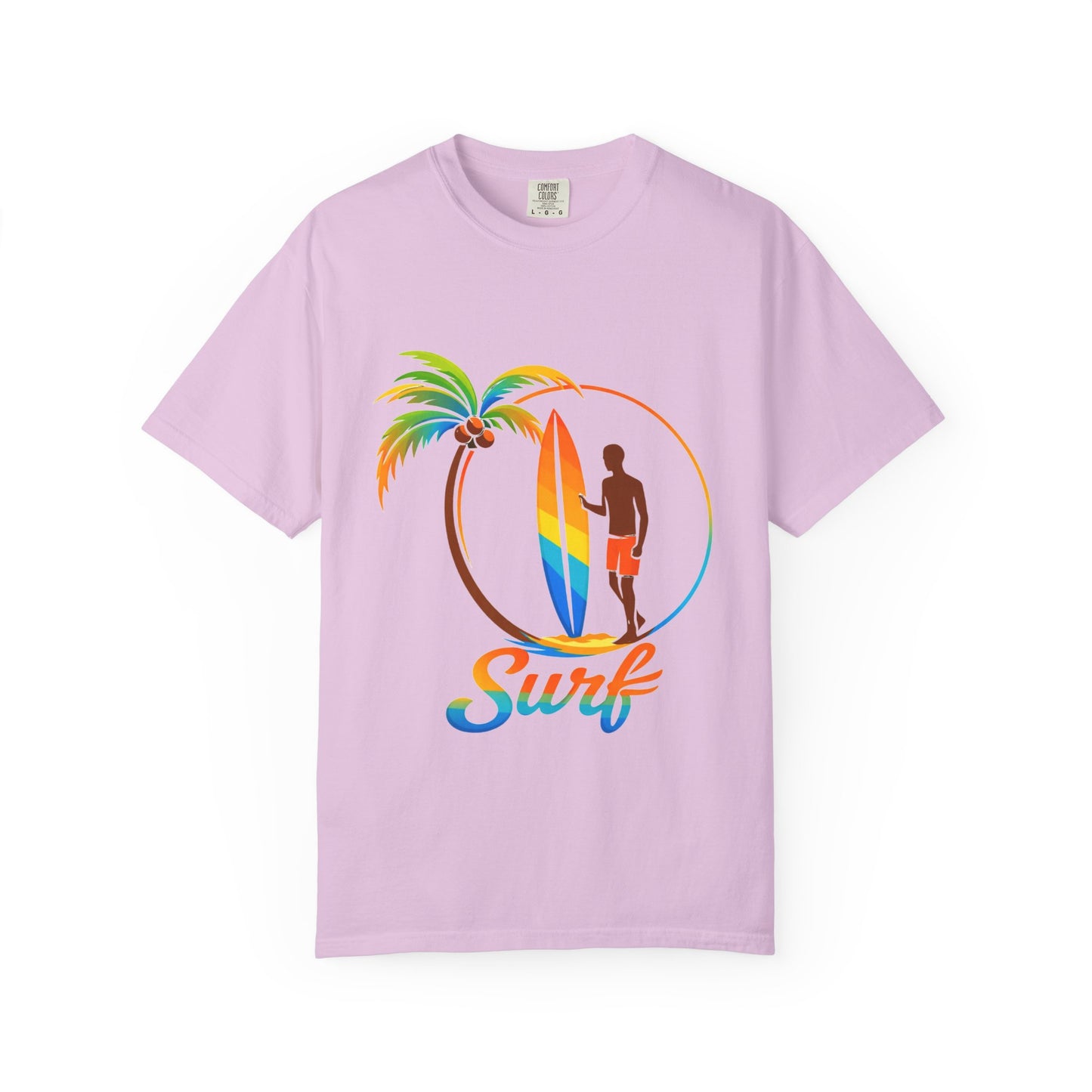 Surf Palm Tree T-Shirt — Colorful Surfer Graphic Tee