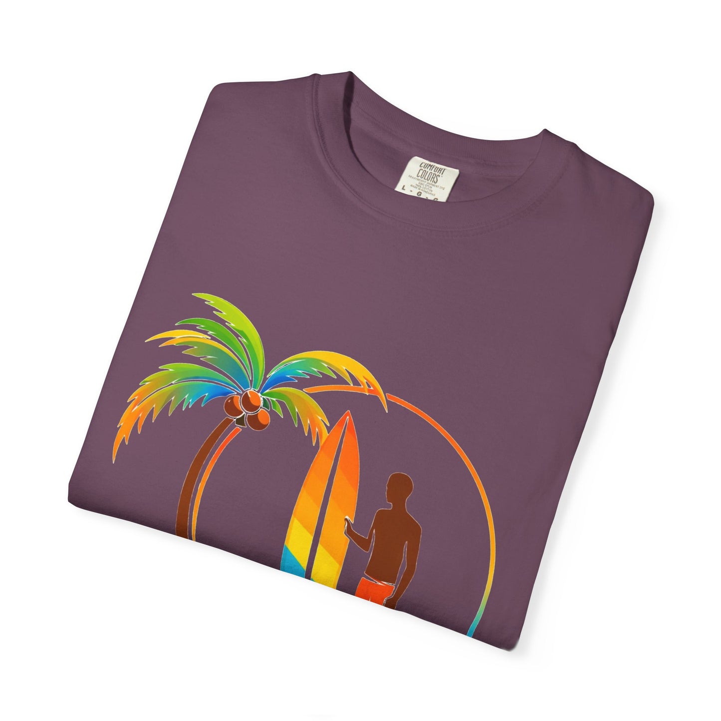 Surf Palm Tree T-Shirt — Colorful Surfer Graphic Tee