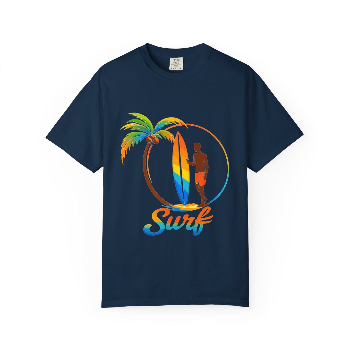 Surf Palm Tree T-Shirt — Colorful Surfer Graphic Tee