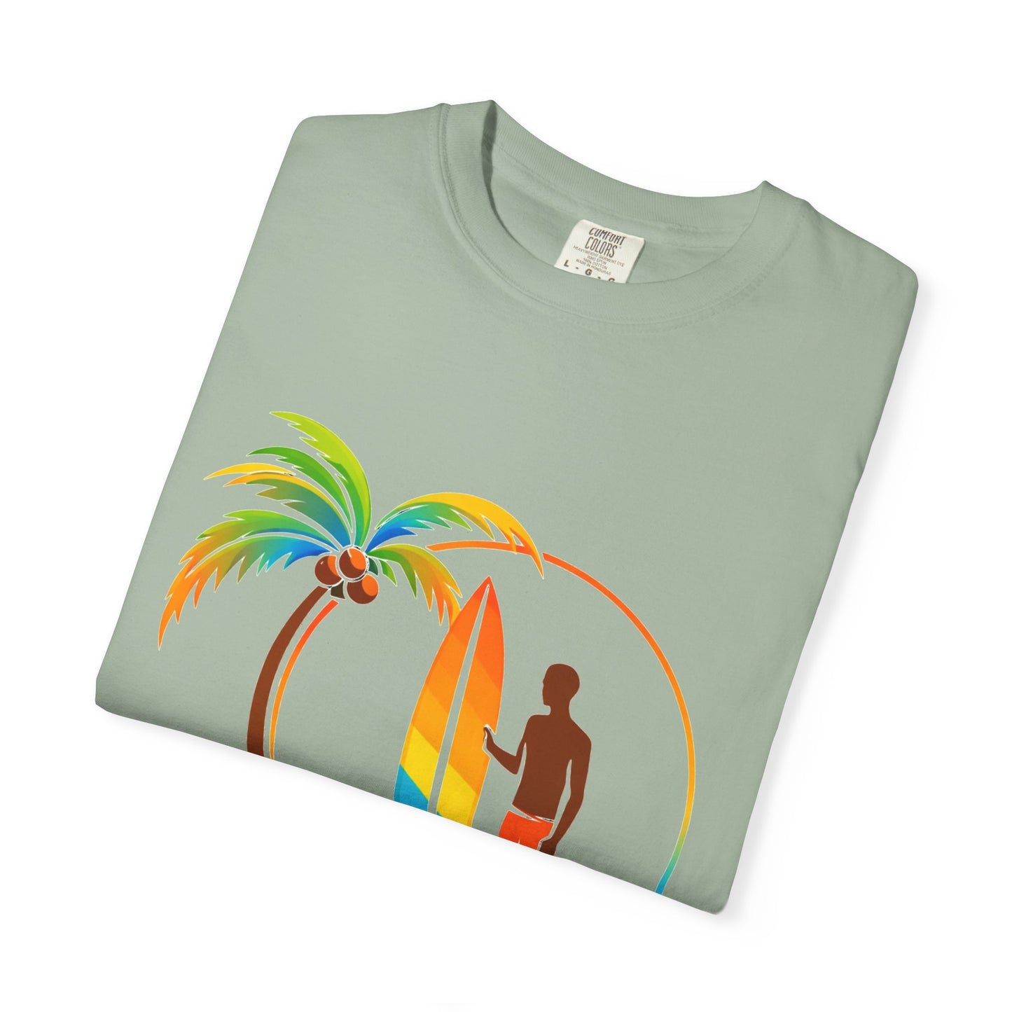 Surf Palm Tree T-Shirt — Colorful Surfer Graphic Tee