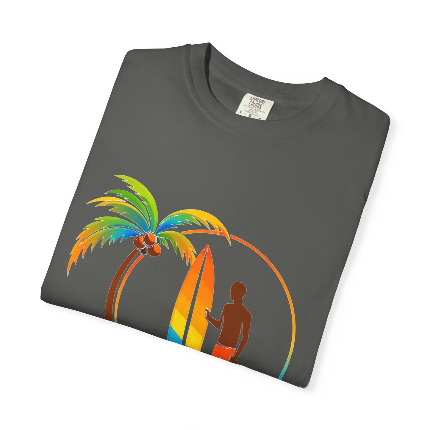 Surf Palm Tree T-Shirt — Colorful Surfer Graphic Tee