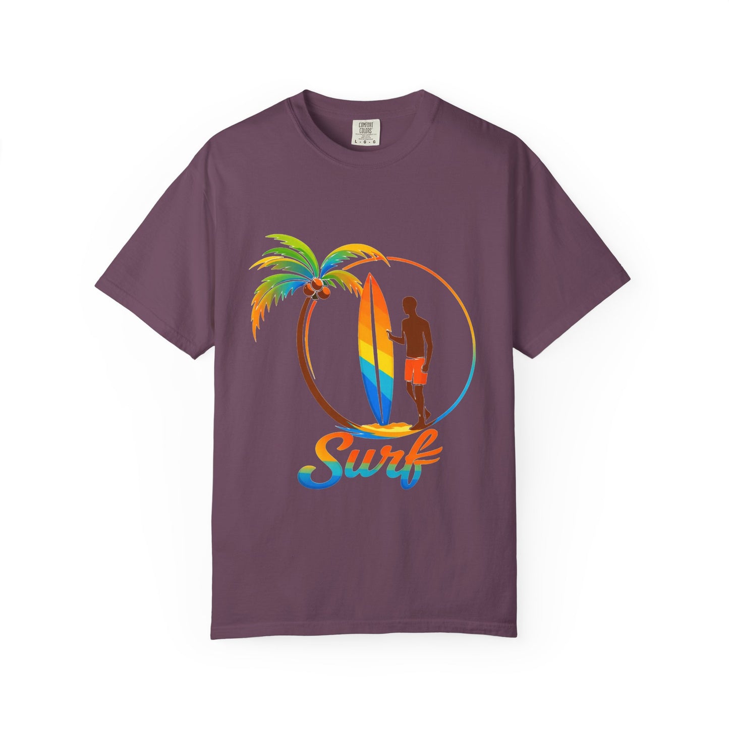 Surf Palm Tree T-Shirt — Colorful Surfer Graphic Tee