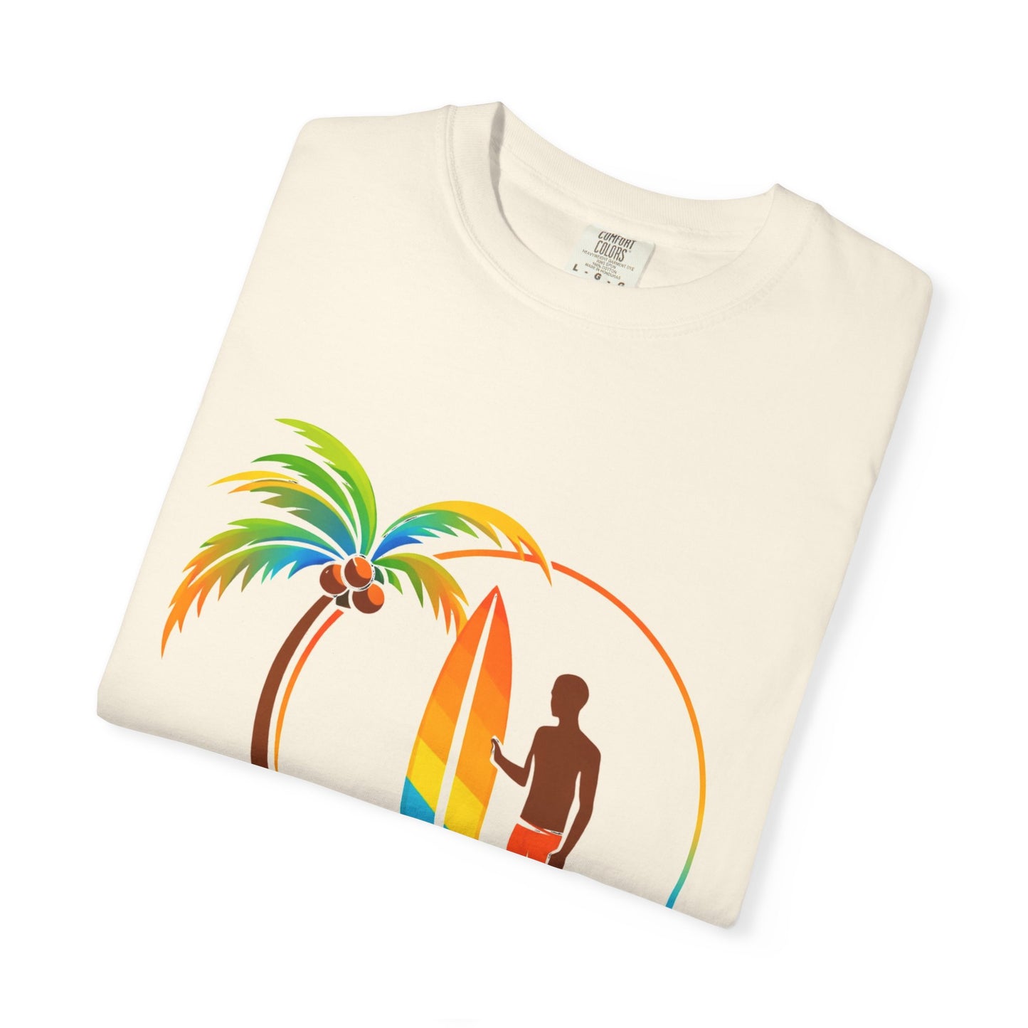 Surf Palm Tree T-Shirt — Colorful Surfer Graphic Tee