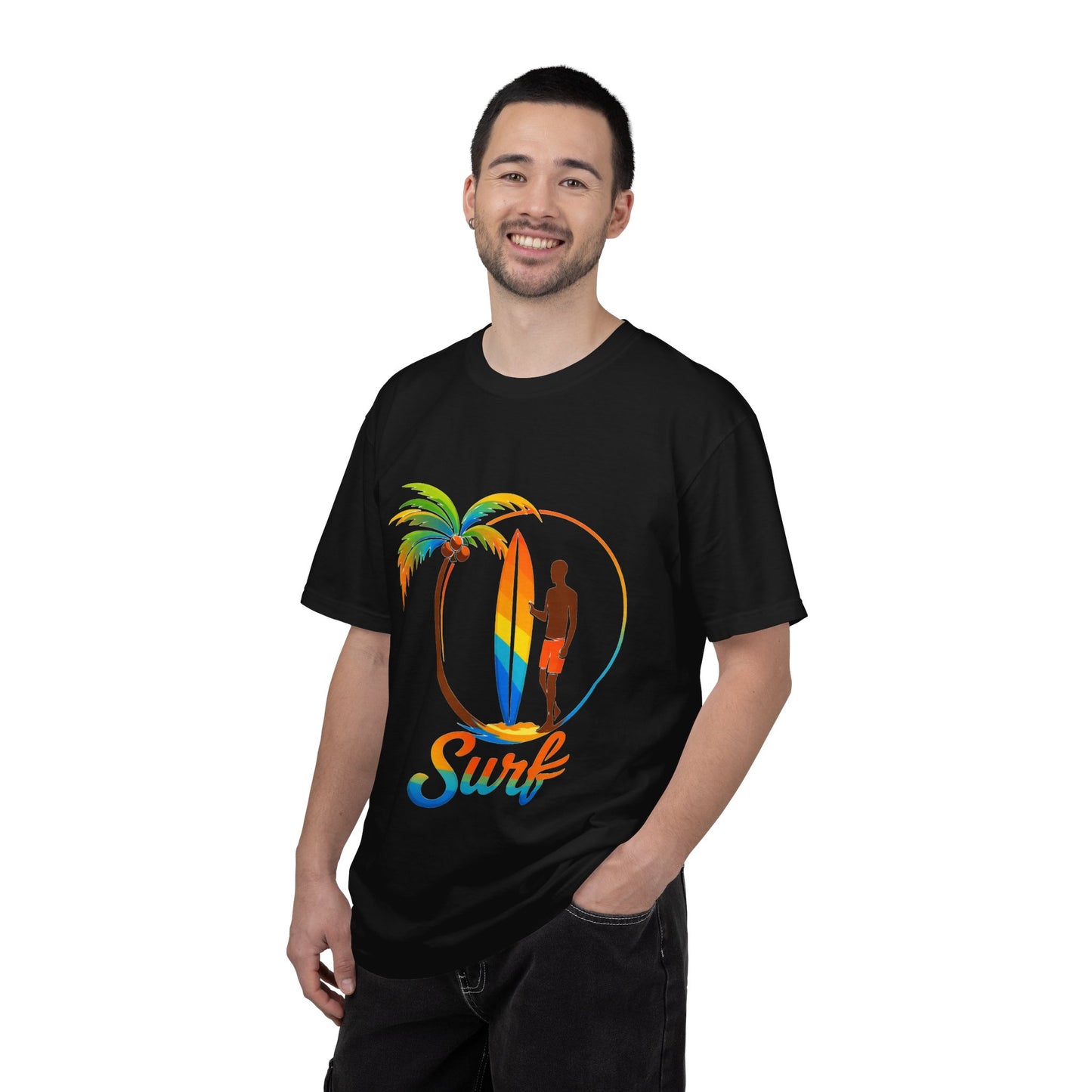 Surf Palm Tree T-Shirt — Colorful Surfer Graphic Tee
