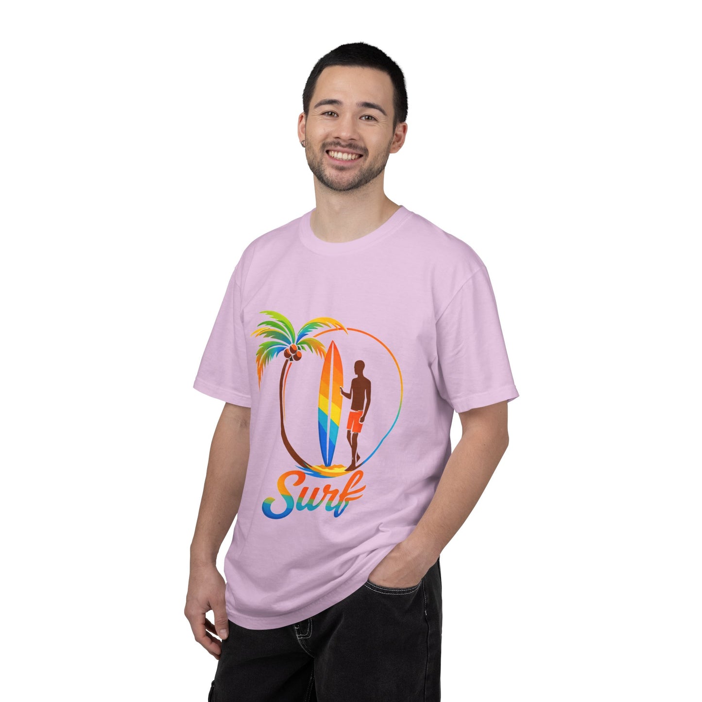 Surf Palm Tree T-Shirt — Colorful Surfer Graphic Tee