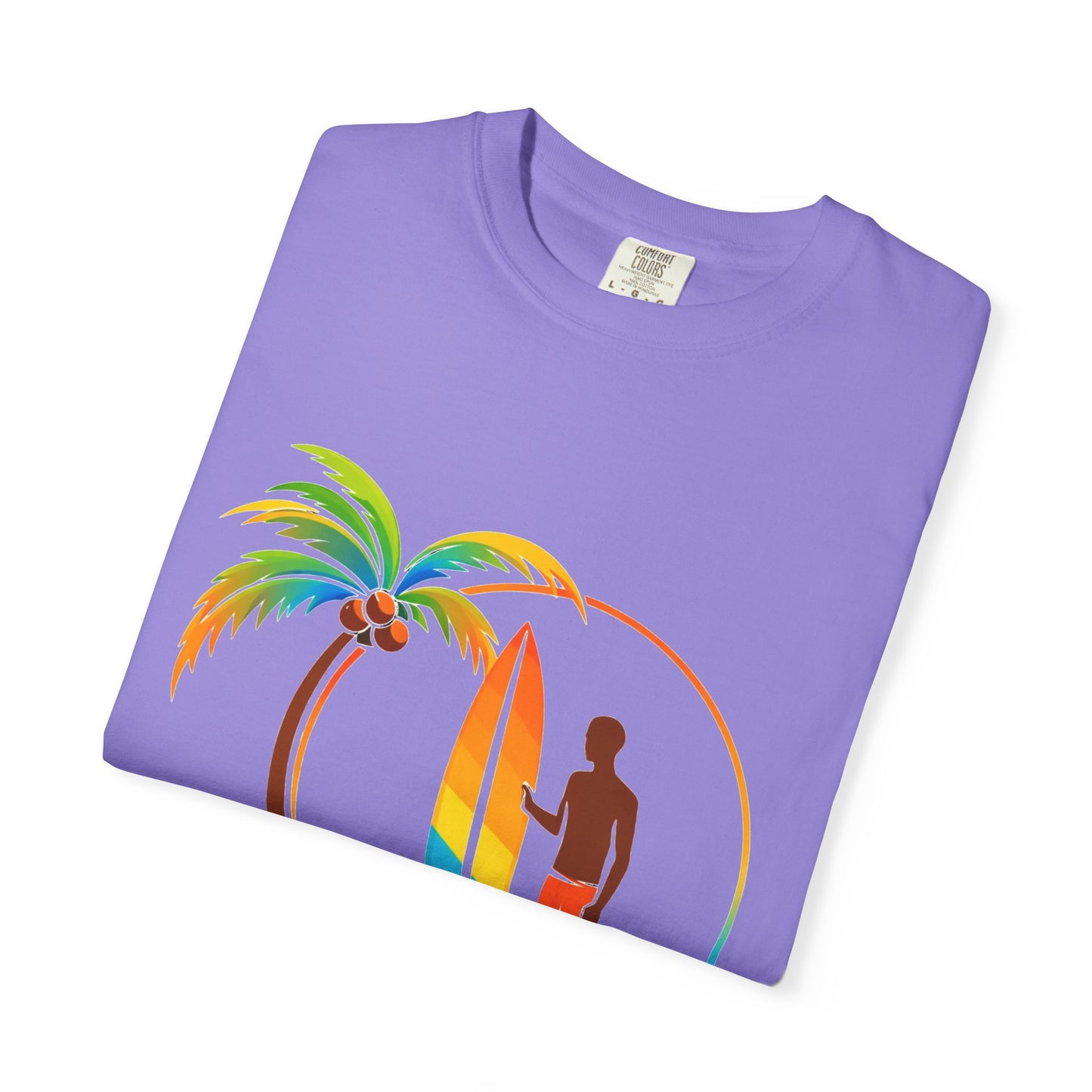 Surf Palm Tree T-Shirt — Colorful Surfer Graphic Tee