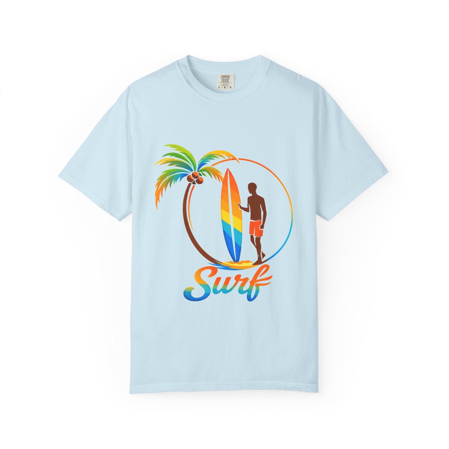 Surf Palm Tree T-Shirt — Colorful Surfer Graphic Tee