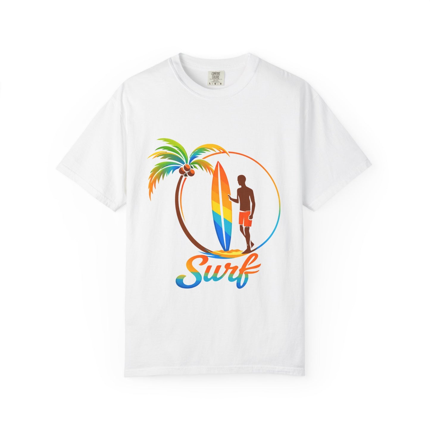 Surf Palm Tree T-Shirt — Colorful Surfer Graphic Tee