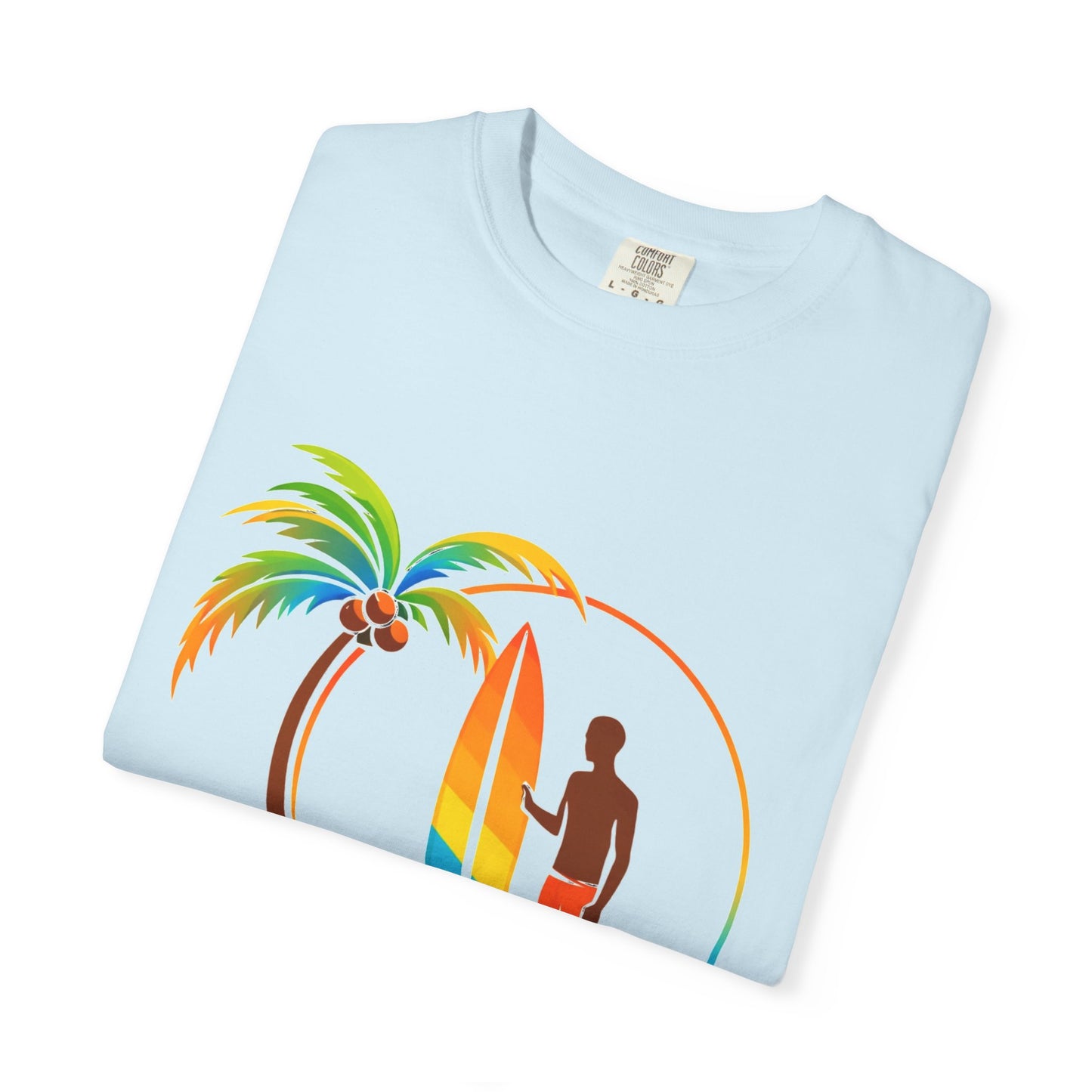 Surf Palm Tree T-Shirt — Colorful Surfer Graphic Tee
