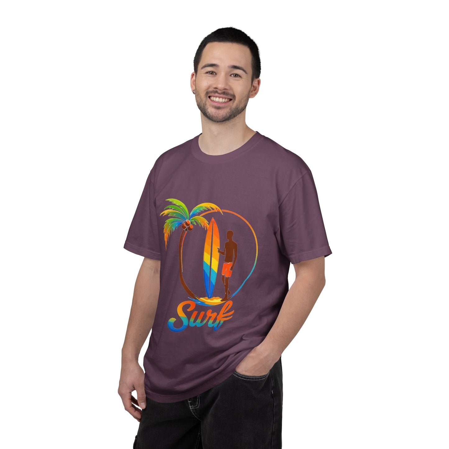 Surf Palm Tree T-Shirt — Colorful Surfer Graphic Tee