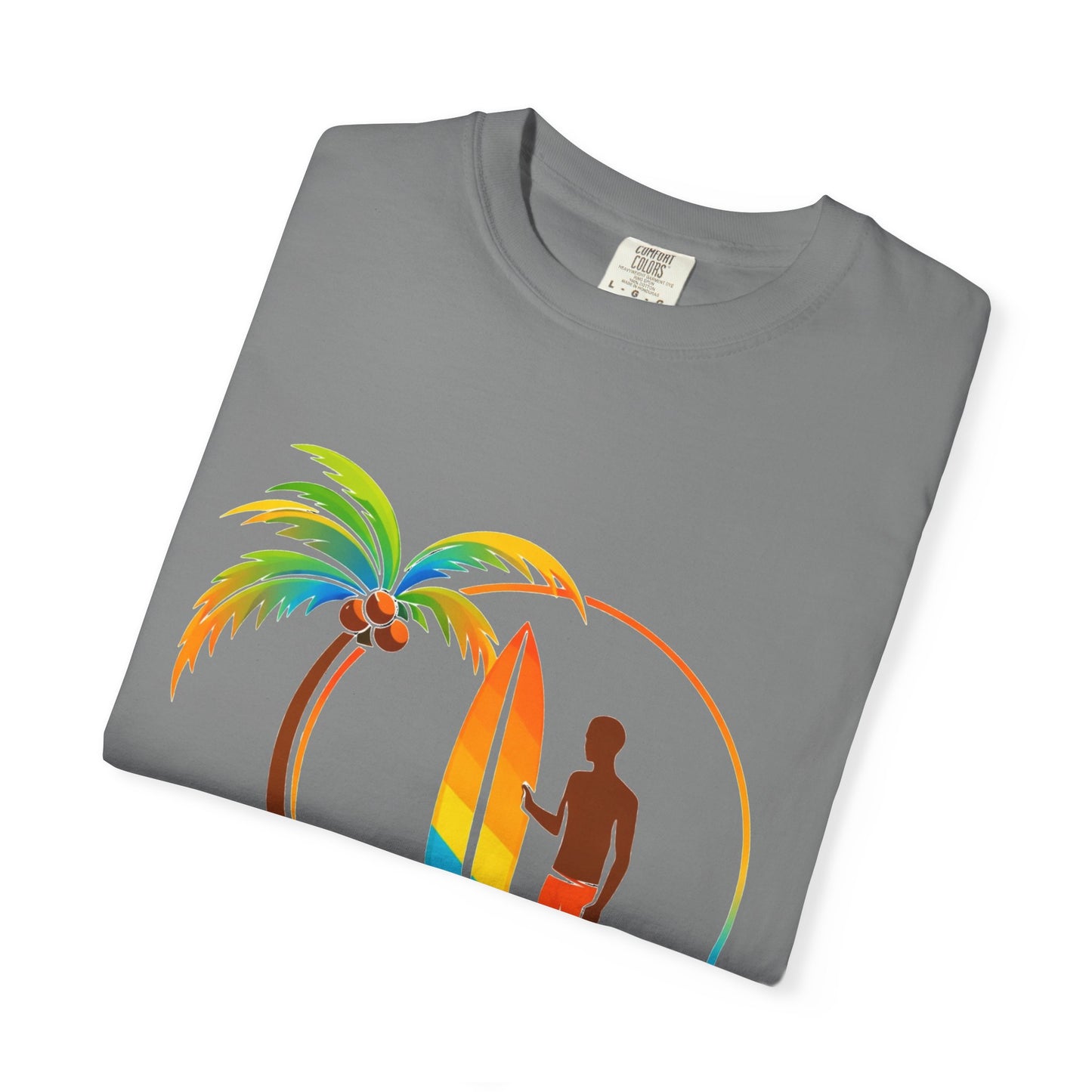 Surf Palm Tree T-Shirt — Colorful Surfer Graphic Tee