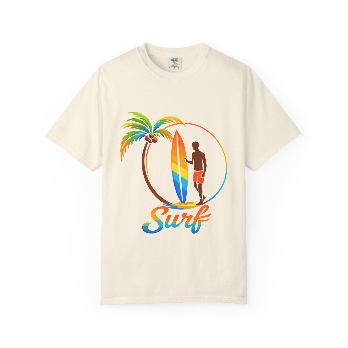 Surf Palm Tree T-Shirt — Colorful Surfer Graphic Tee