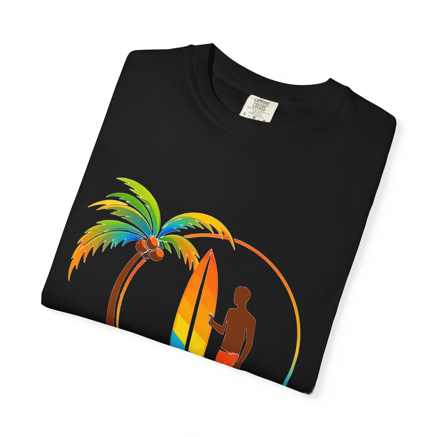 Surf Palm Tree T-Shirt — Colorful Surfer Graphic Tee