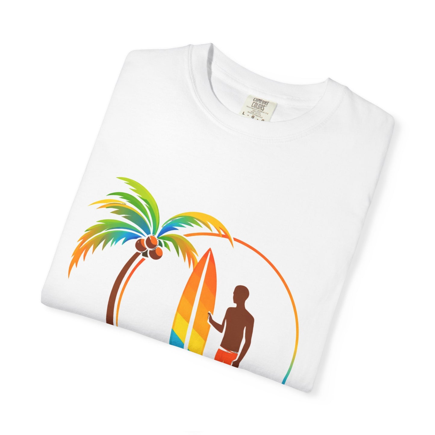 Surf Palm Tree T-Shirt — Colorful Surfer Graphic Tee