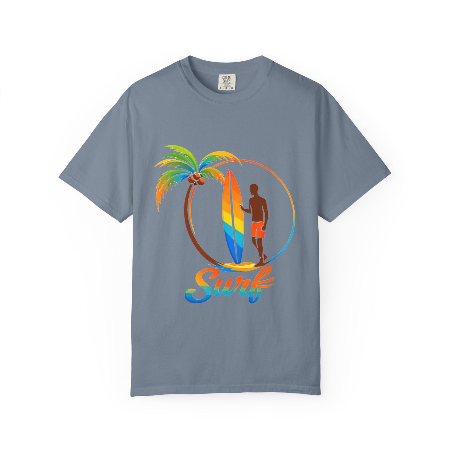 Surf Palm Tree T-Shirt — Colorful Surfer Graphic Tee