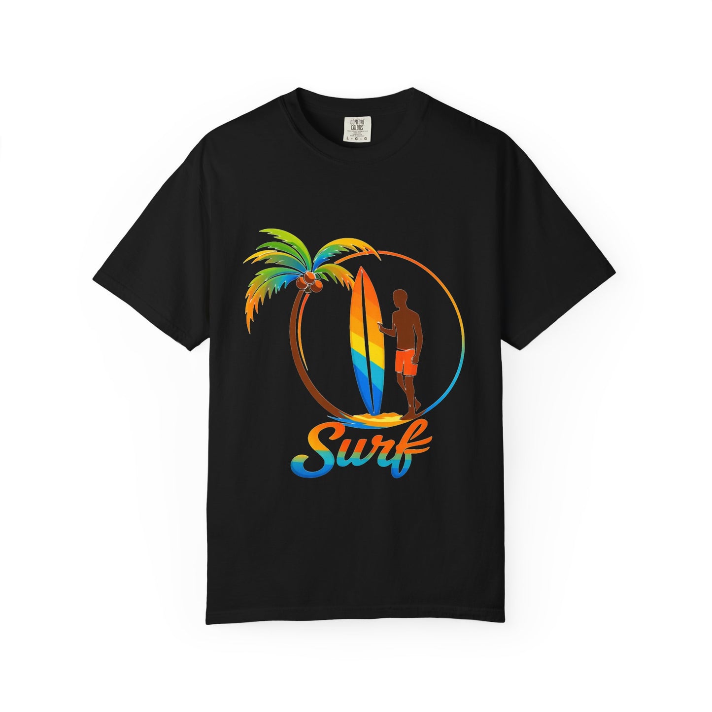 Surf Palm Tree T-Shirt — Colorful Surfer Graphic Tee