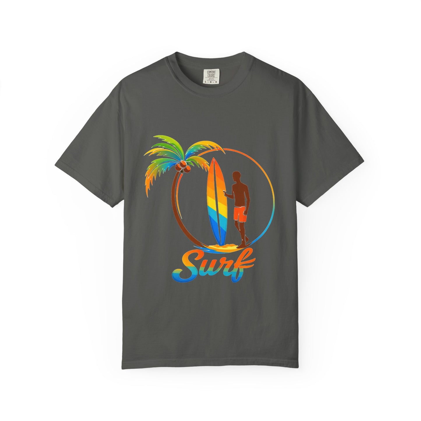 Surf Palm Tree T-Shirt — Colorful Surfer Graphic Tee