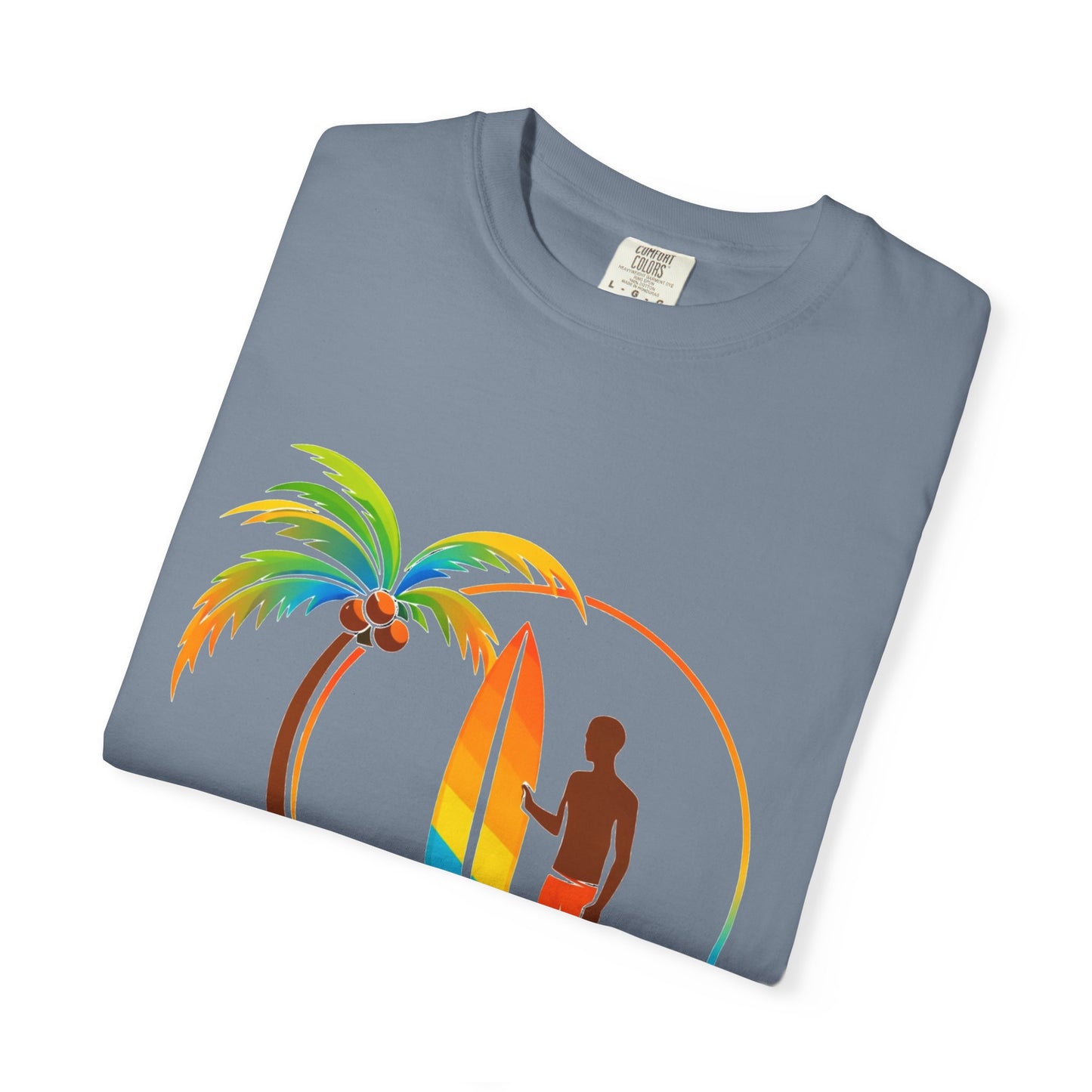 Surf Palm Tree T-Shirt — Colorful Surfer Graphic Tee