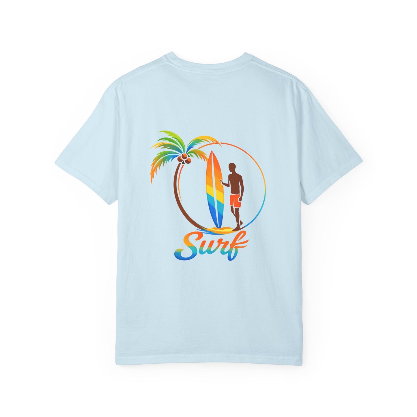 Surf Palm Tree T-Shirt — Colorful Surfer Graphic Tee