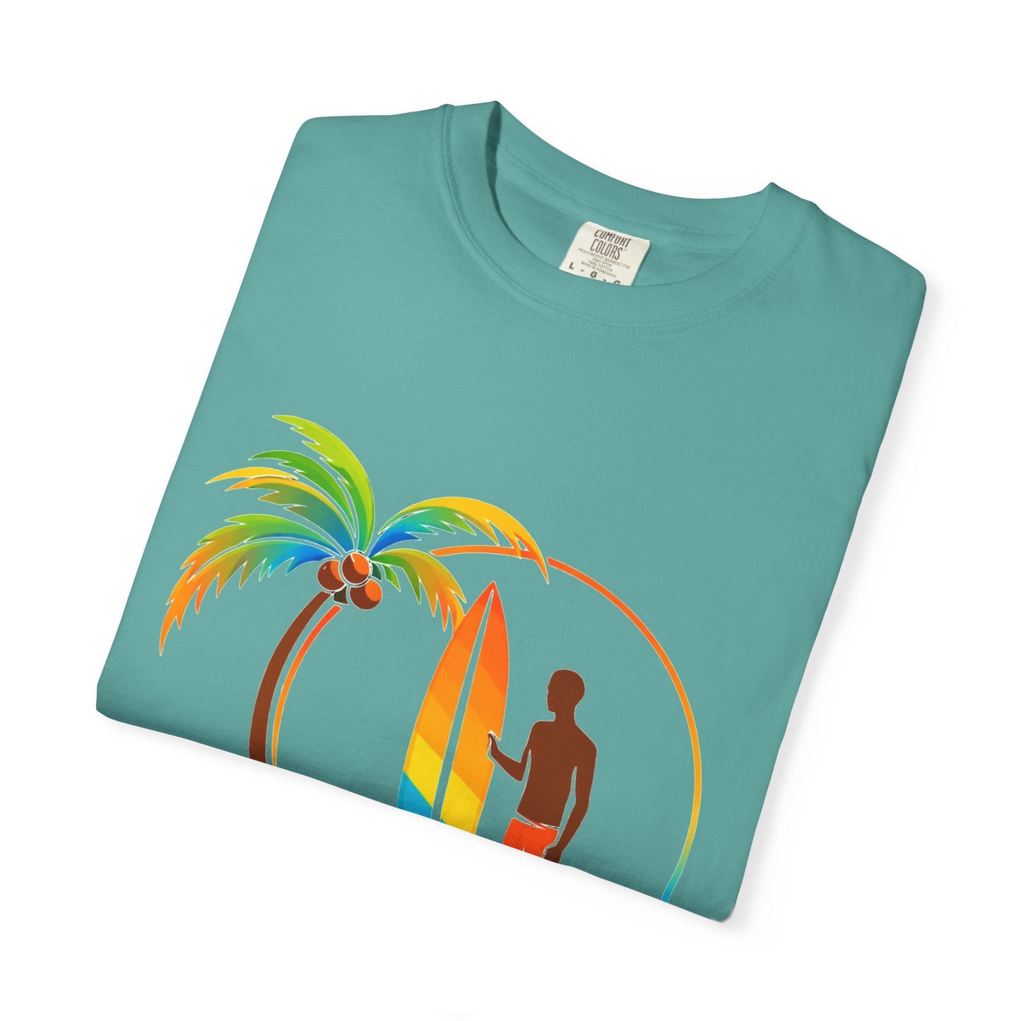 Surf Palm Tree T-Shirt — Colorful Surfer Graphic Tee