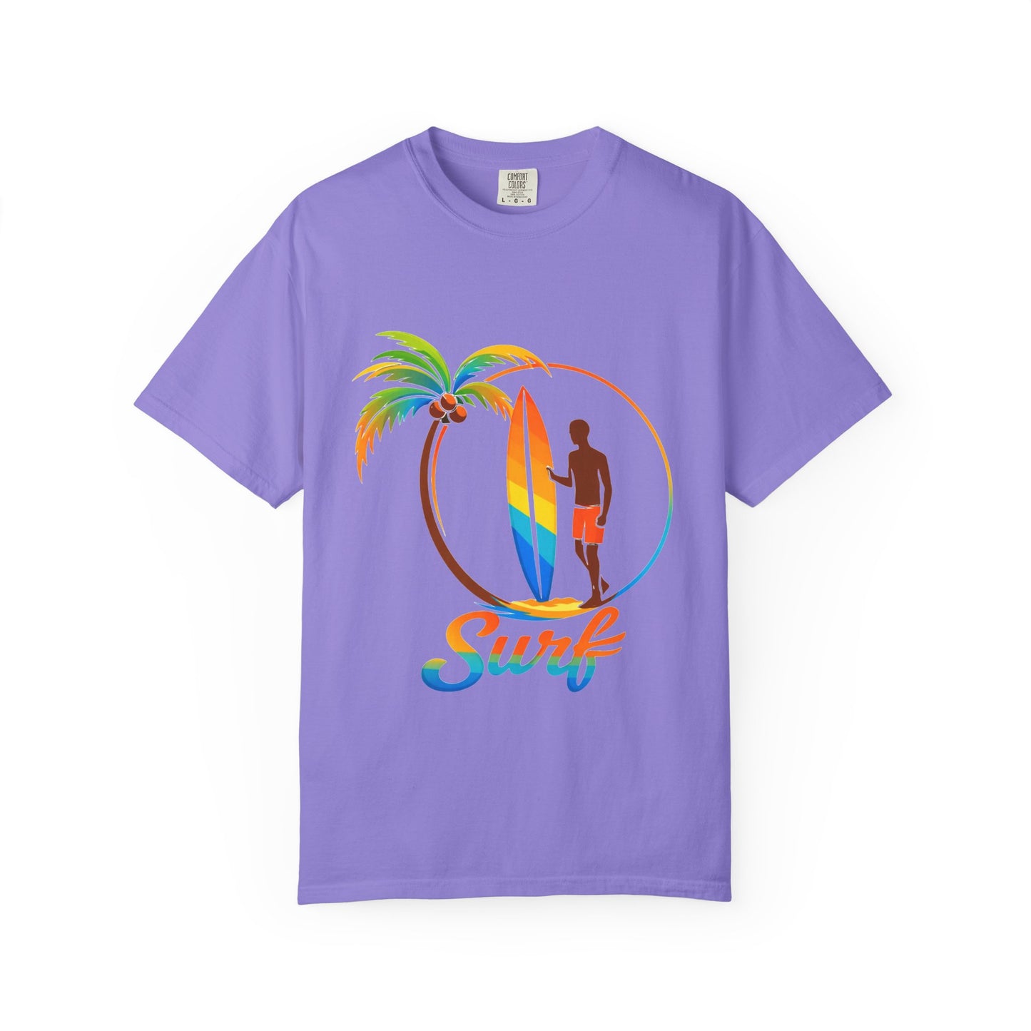 Surf Palm Tree T-Shirt — Colorful Surfer Graphic Tee