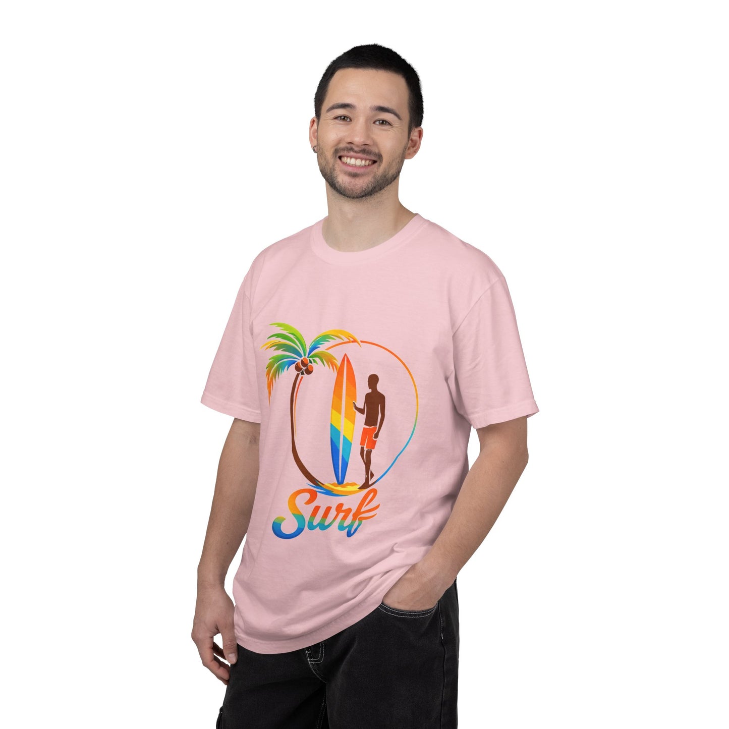 Surf Palm Tree T-Shirt — Colorful Surfer Graphic Tee