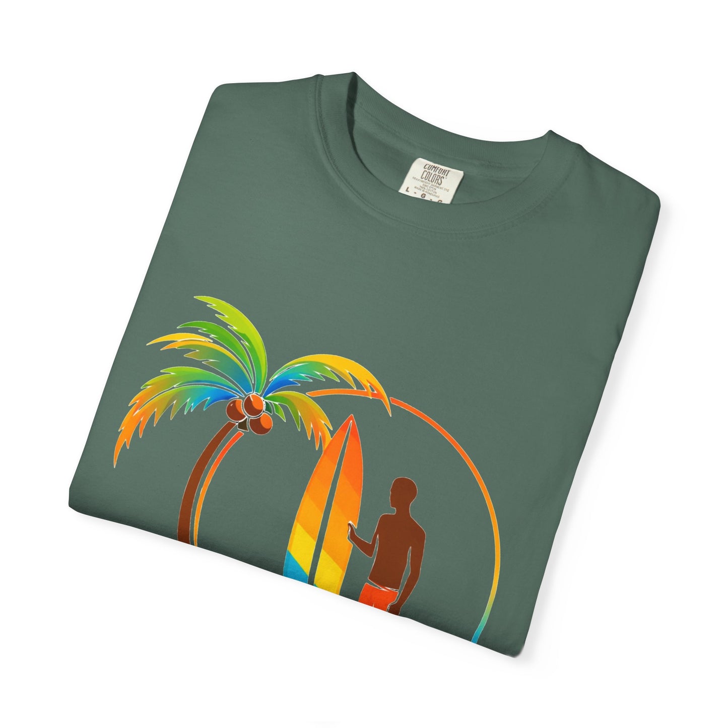 Surf Palm Tree T-Shirt — Colorful Surfer Graphic Tee