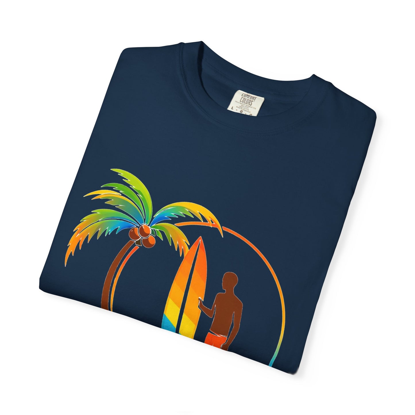 Surf Palm Tree T-Shirt — Colorful Surfer Graphic Tee