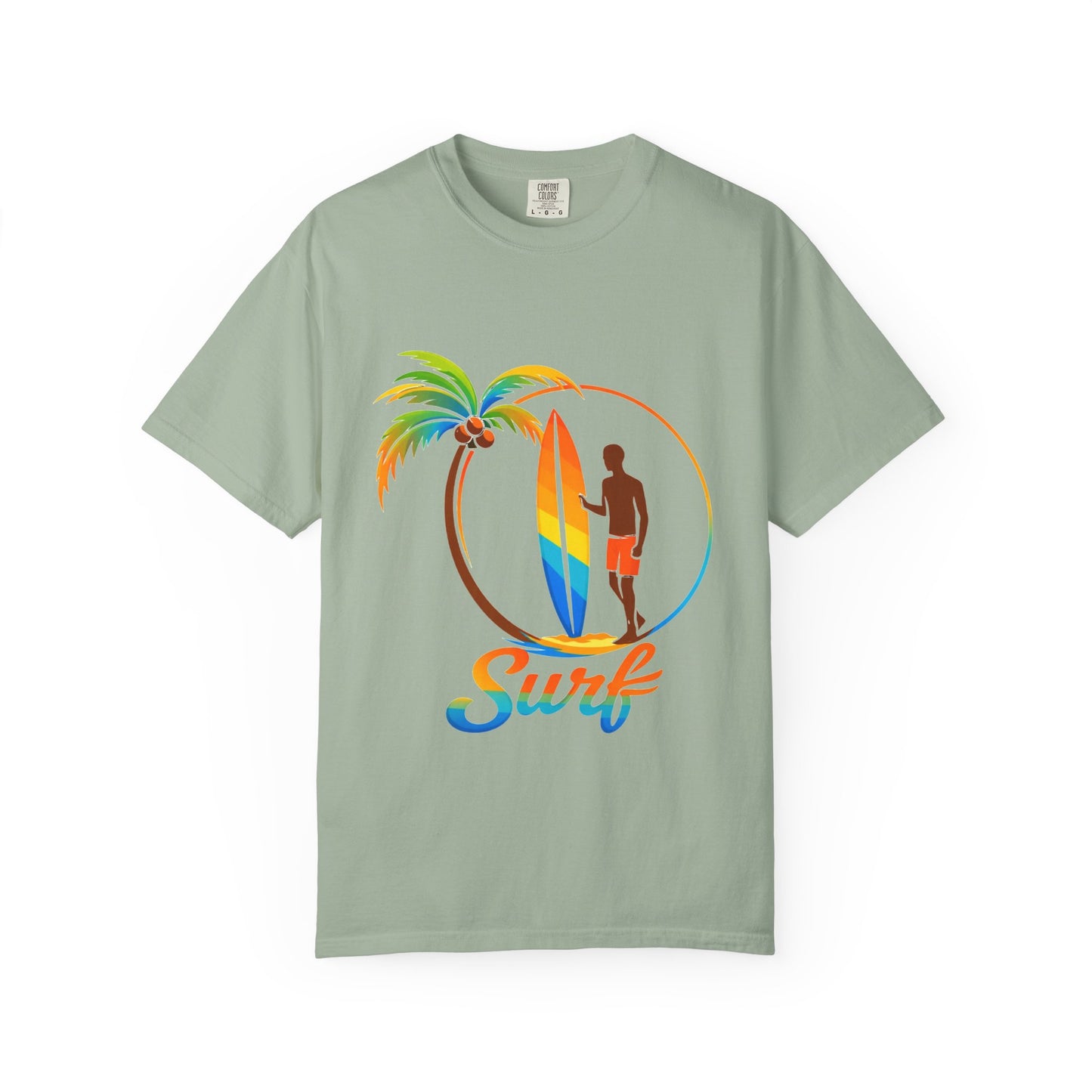 Surf Palm Tree T-Shirt — Colorful Surfer Graphic Tee