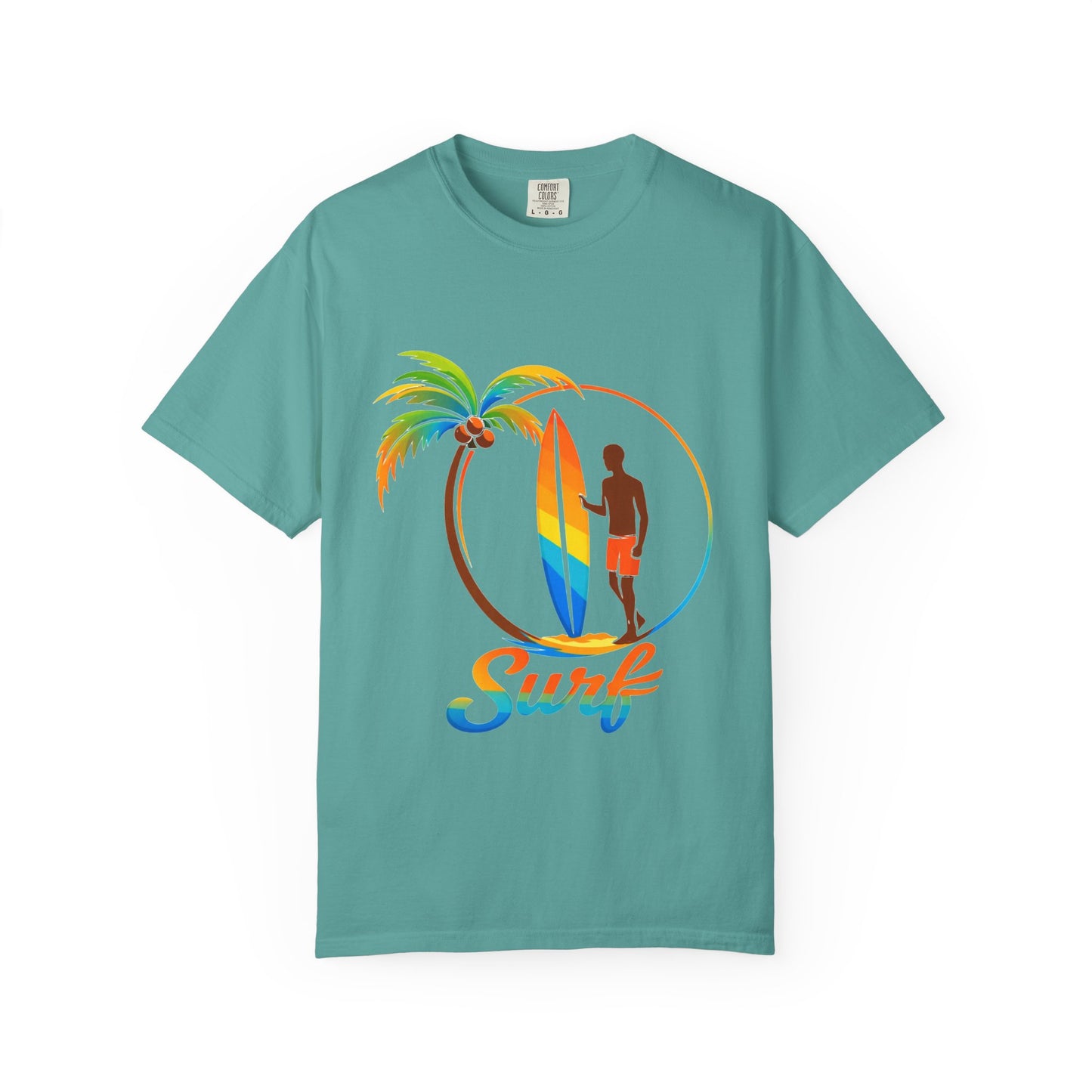 Surf Palm Tree T-Shirt — Colorful Surfer Graphic Tee