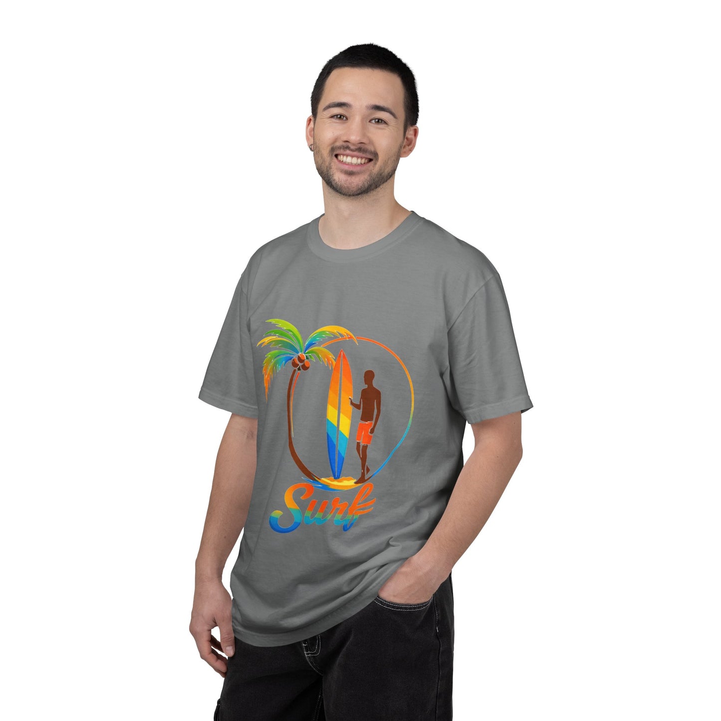 Surf Palm Tree T-Shirt — Colorful Surfer Graphic Tee