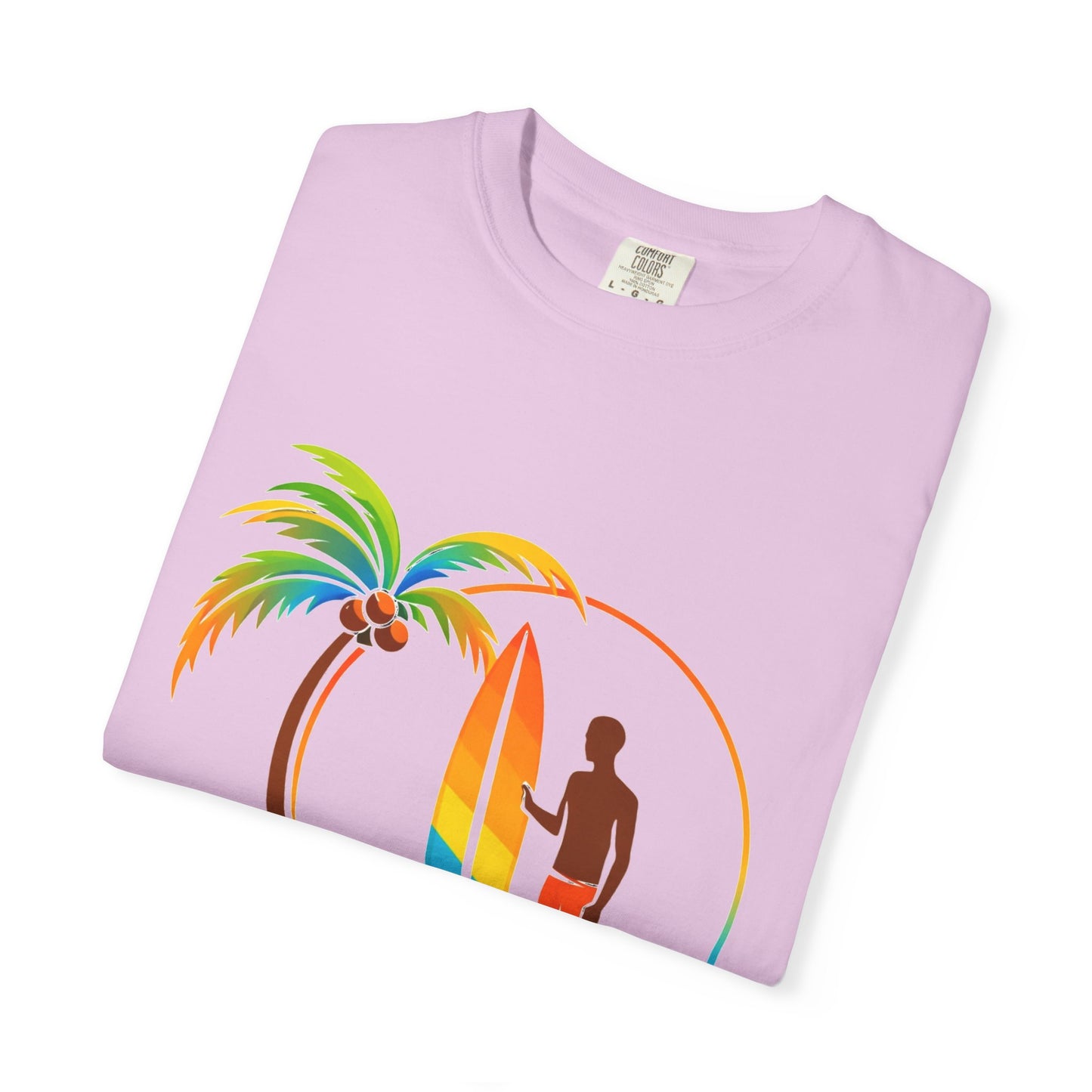 Surf Palm Tree T-Shirt — Colorful Surfer Graphic Tee